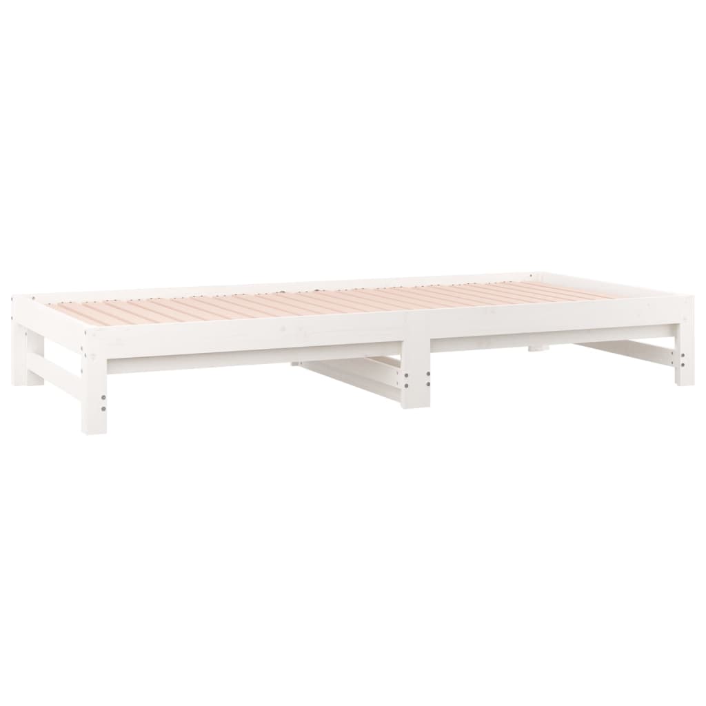 Lit de repos extensible blanc 2x(90x200) cm en bois de pin massif