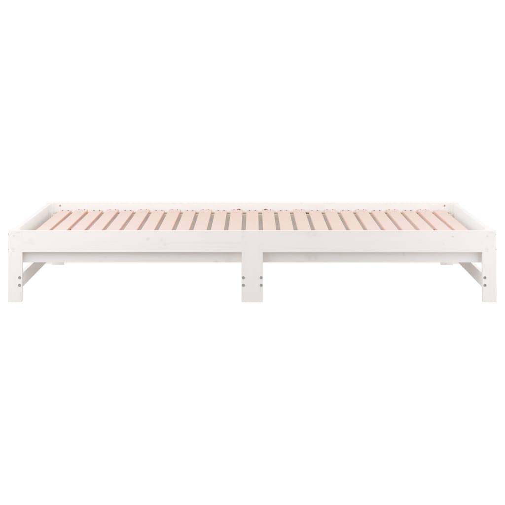 Lit de repos extensible blanc 2x(90x200) cm en bois de pin massif