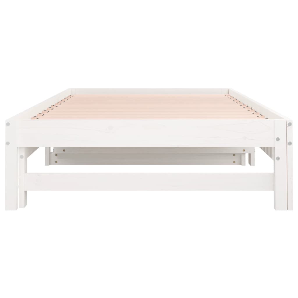 Lit de repos extensible blanc 2x(90x200) cm en bois de pin massif