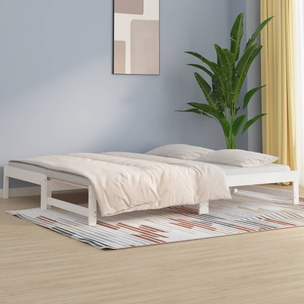 Lit de repos extensible blanc 2x(90x200) cm en bois de pin massif