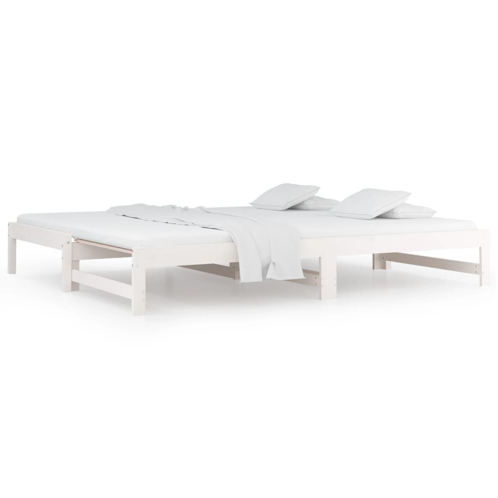 Lit de repos extensible blanc 2x(90x190) cm en bois de pin massif