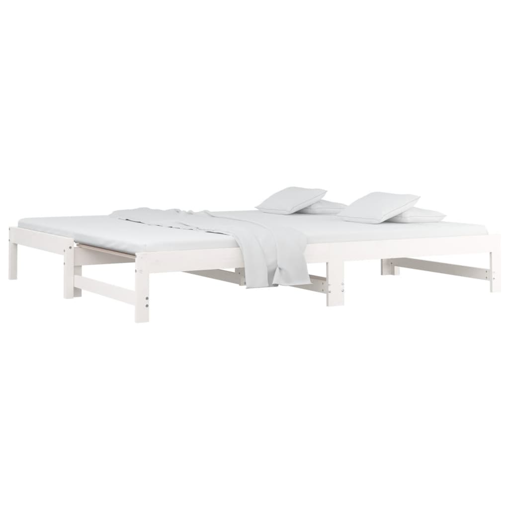 Lit de repos extensible blanc 2x(90x190) cm en bois de pin massif