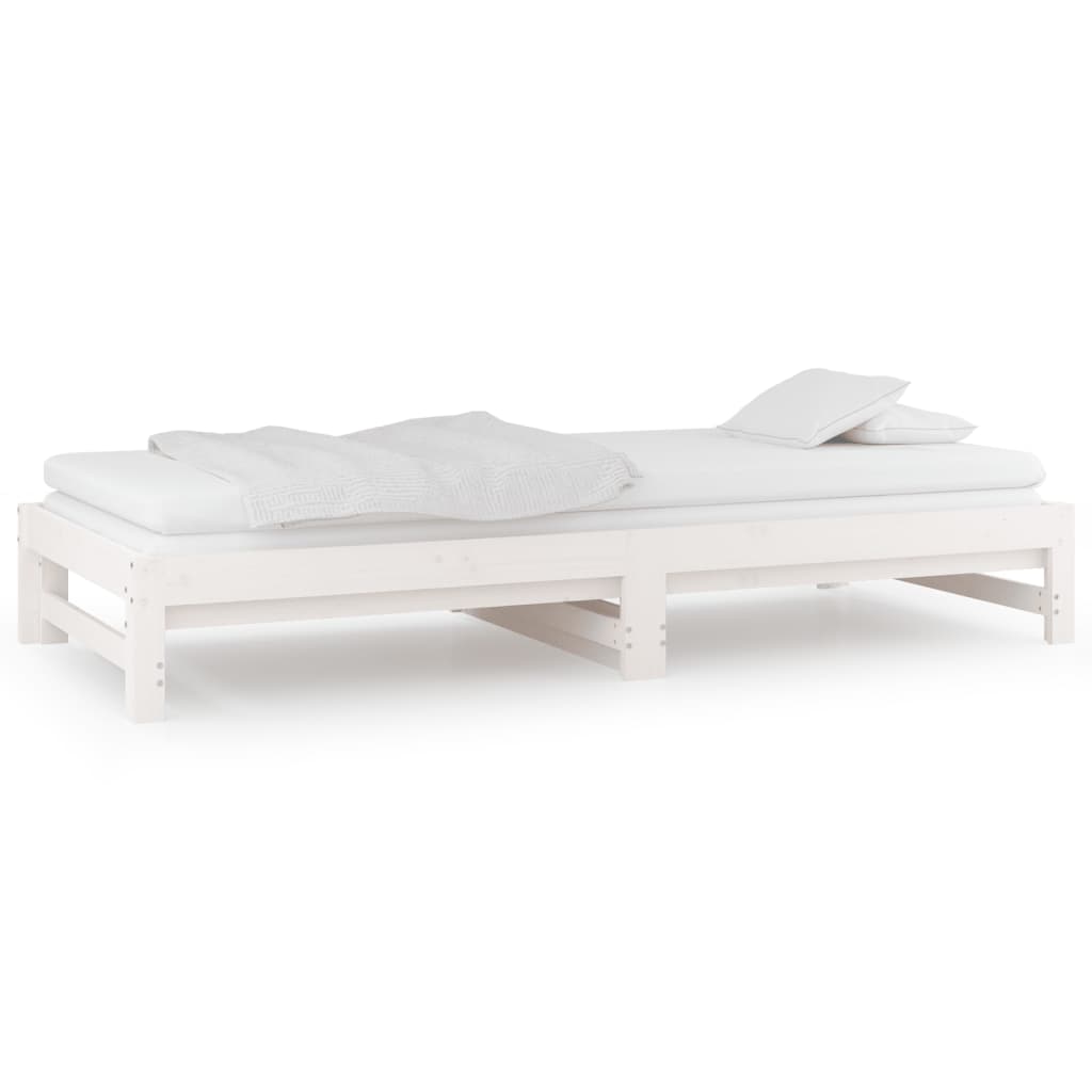 Lit de repos extensible blanc 2x(90x190) cm en bois de pin massif