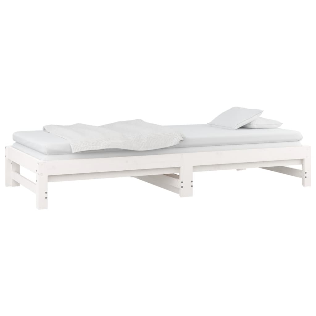 Lit de repos extensible blanc 2x(90x190) cm en bois de pin massif