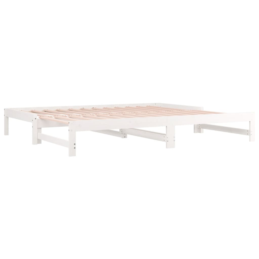 Lit de repos extensible blanc 2x(90x190) cm en bois de pin massif