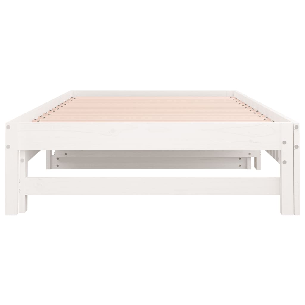 Lit de repos extensible blanc 2x(90x190) cm en bois de pin massif