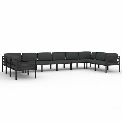 10-tlg. Garten-Lounge-Set mit Kissen Aluminium Anthrazit