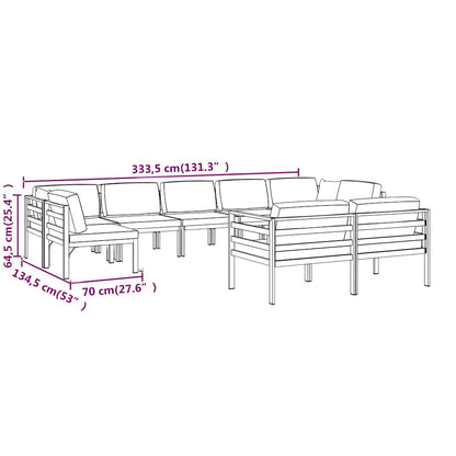 9-tlg. Garten-Lounge-Set mit Kissen Aluminium Anthrazit