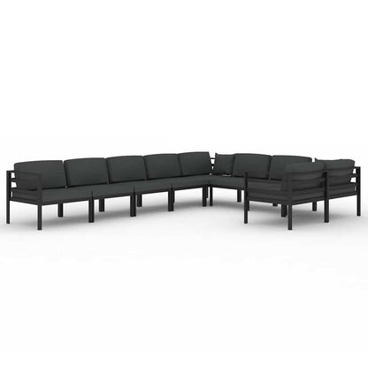 9-tlg. Garten-Lounge-Set mit Kissen Aluminium Anthrazit