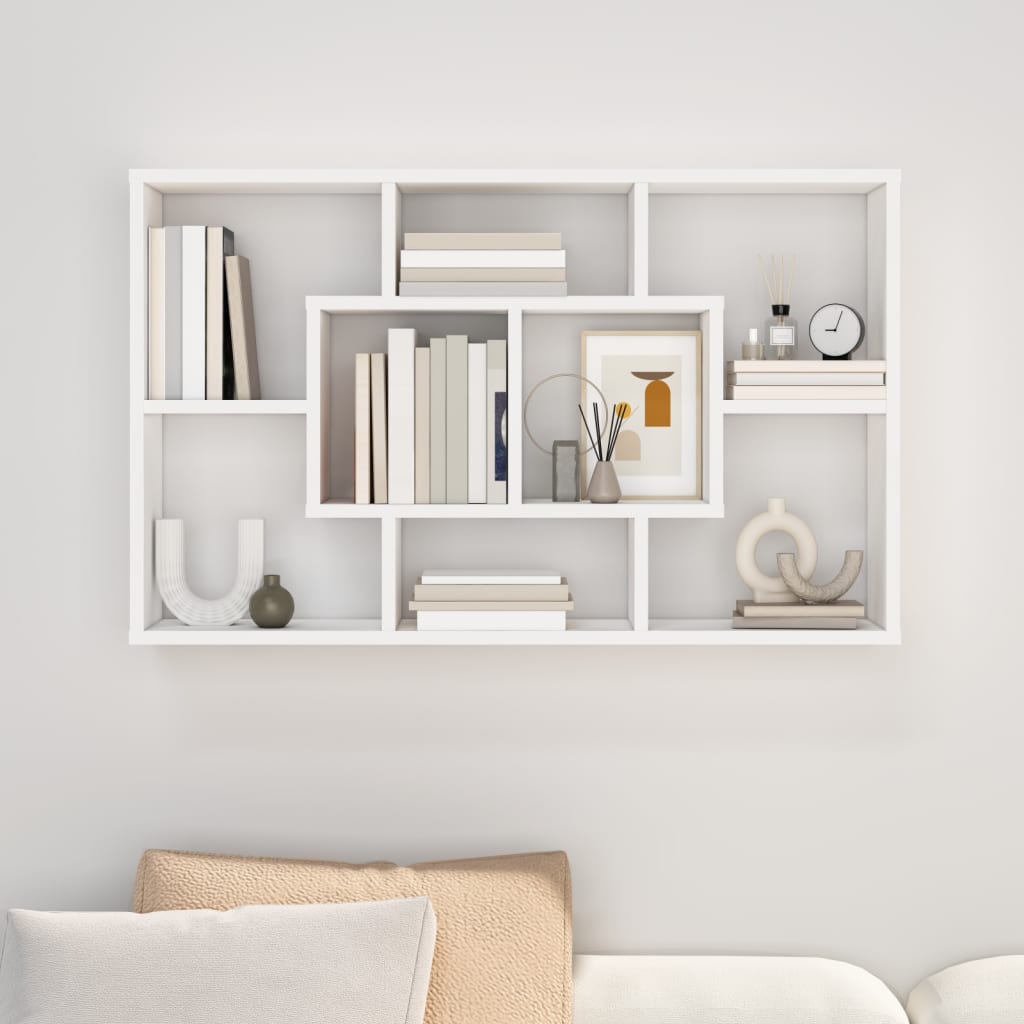 Wall shelf white 85x16x52.5 cm wood-based material