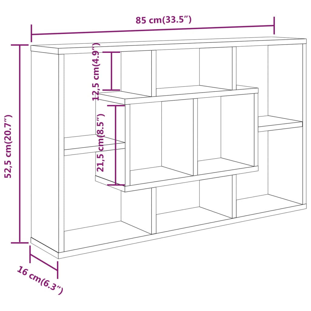 Wall shelf white 85x16x52.5 cm wood-based material