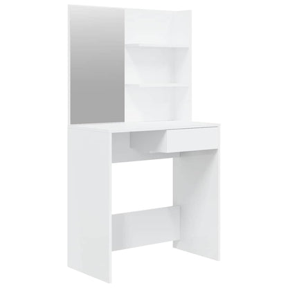 Schminktisch mit Spiegel Hochglanz-Weiß 74,5x40x141 cm