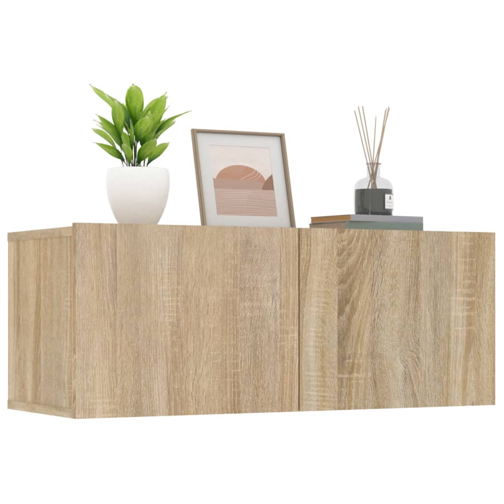 Meubles TV, lot de 2, chêne Sonoma, 80 x 30 x 30 cm, matériau à base de bois