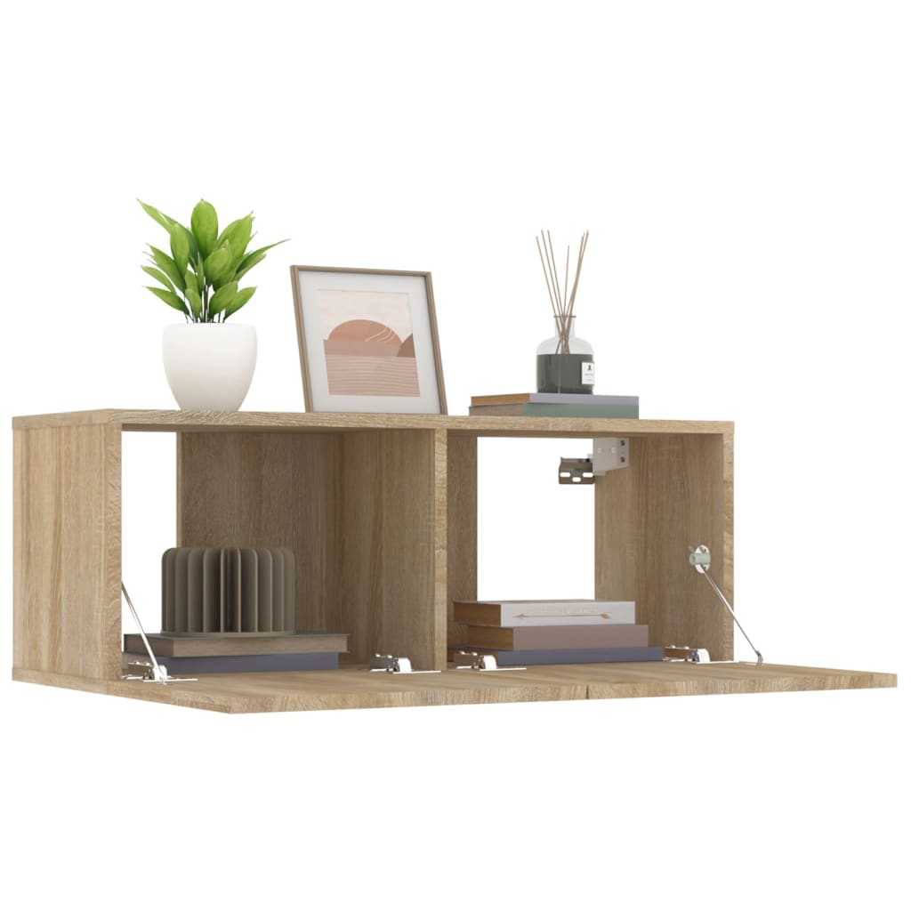 Meubles TV, lot de 2, chêne Sonoma, 80 x 30 x 30 cm, matériau à base de bois