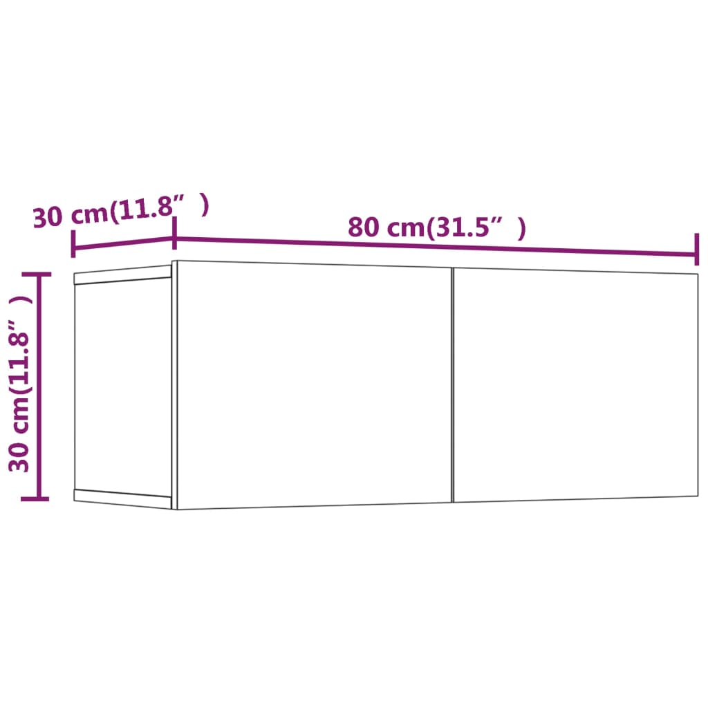 Meubles TV, lot de 2, chêne Sonoma, 80 x 30 x 30 cm, matériau à base de bois