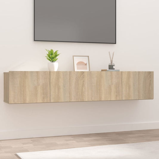 Meubles TV, lot de 2, chêne Sonoma, 80 x 30 x 30 cm, matériau à base de bois