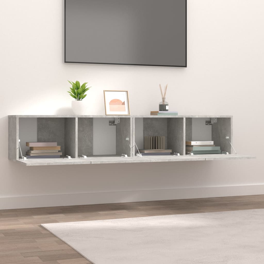 Meubles TV (2 pièces) gris béton 80 x 30 x 30 cm, matériau à base de bois
