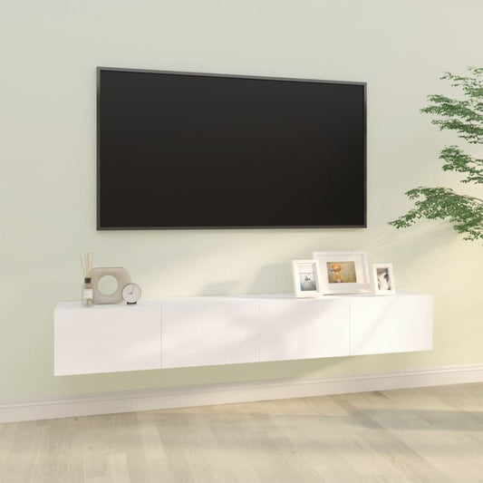 TV wall cabinets 2 pcs. White 100x30x30 cm wood material