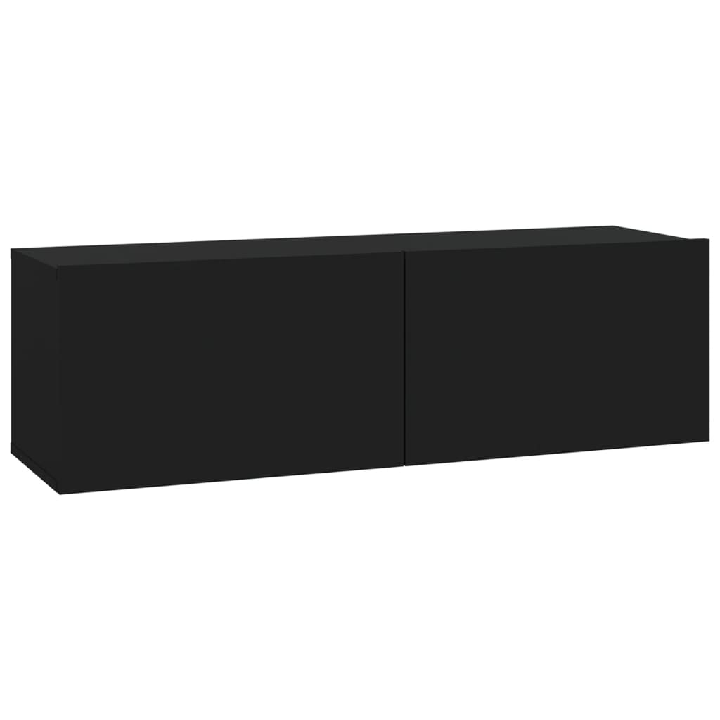 Armoires murales TV 2 pcs. Matériau bois noir 100x30x30 cm