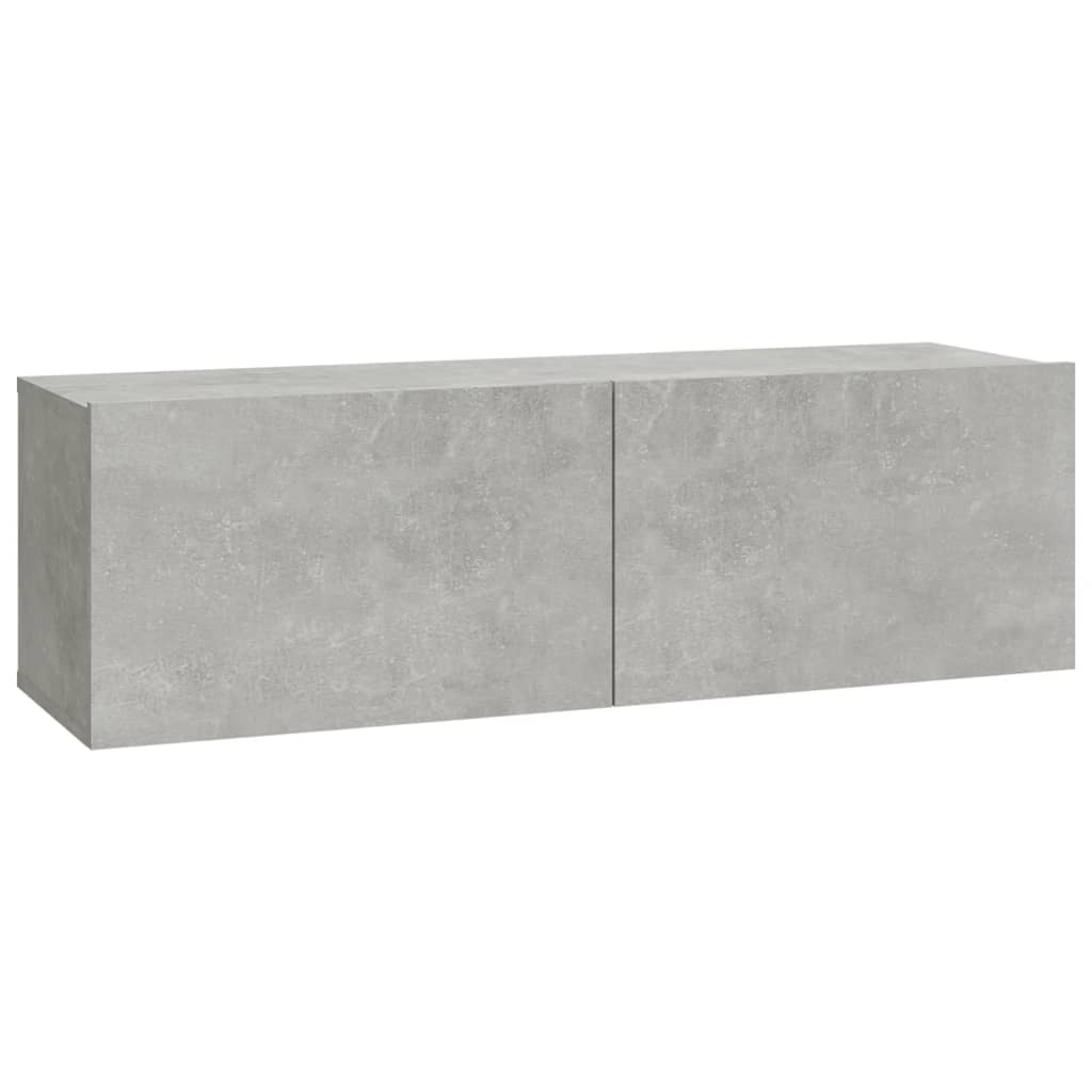 Meubles muraux TV 2 pièces. Matériau bois gris béton 100x30x30 cm.