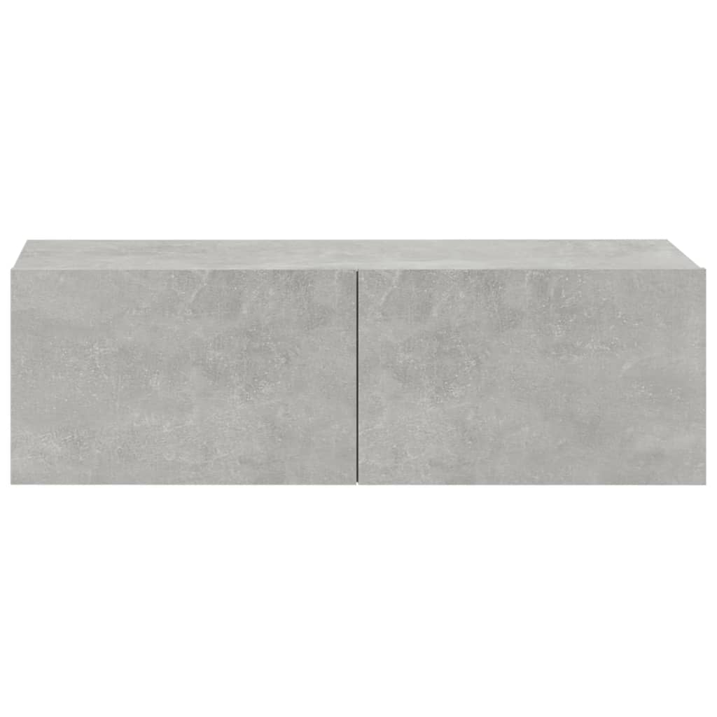 Meubles muraux TV 2 pièces. Matériau bois gris béton 100x30x30 cm.