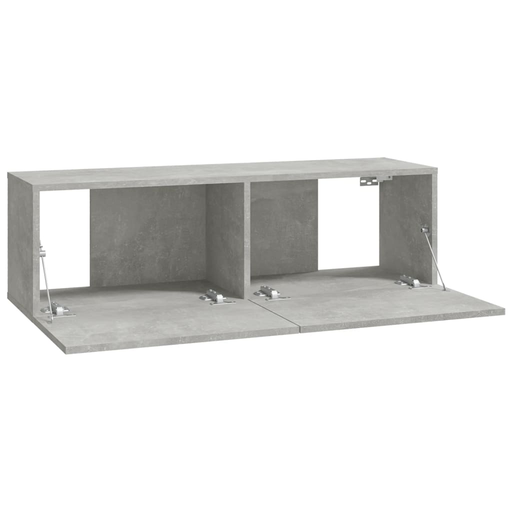 Meubles muraux TV 2 pièces. Matériau bois gris béton 100x30x30 cm.