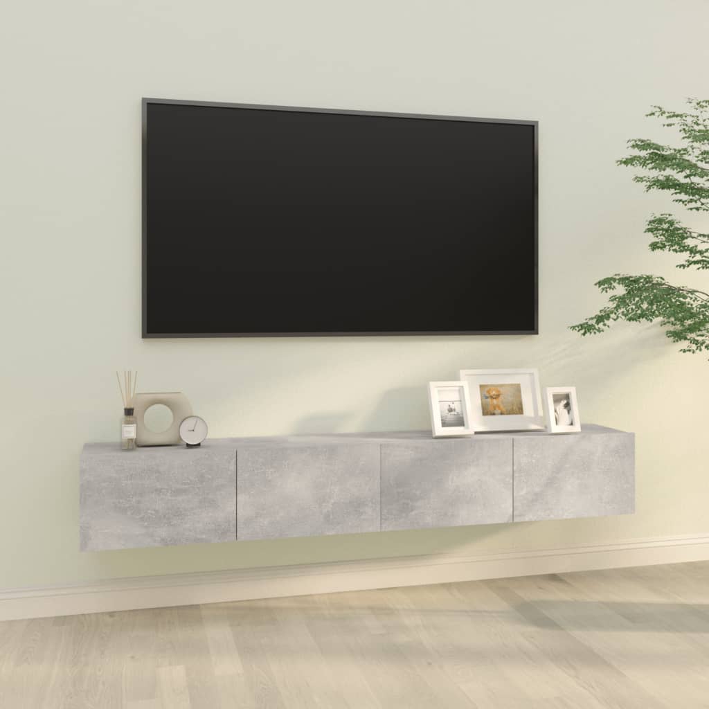 Meubles muraux TV 2 pièces. Matériau bois gris béton 100x30x30 cm.