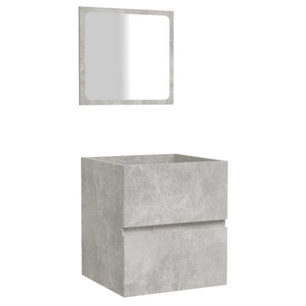 Badschrank mit Spiegel Betongrau Holzwerkstoff