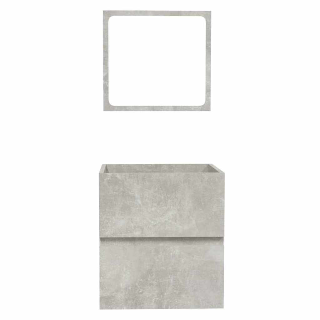 Badschrank mit Spiegel Betongrau Holzwerkstoff