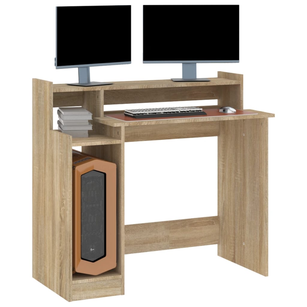 Bureau avec LED Chêne Sonoma 97x45x90 cm matériau bois