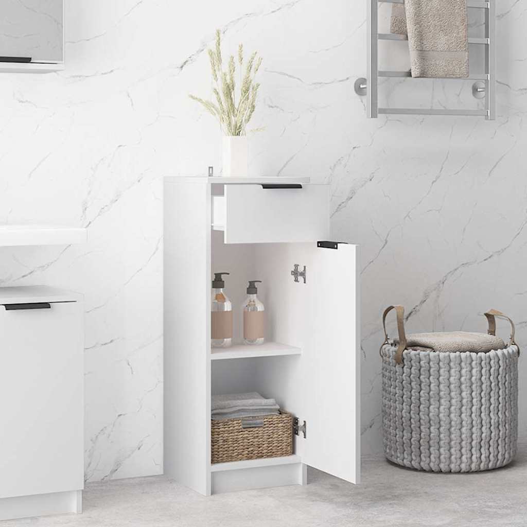 Badschrank Weiß 32x33,5x90 cm Holzwerkstoff