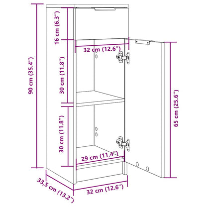 Badschrank Weiß 32x33,5x90 cm Holzwerkstoff