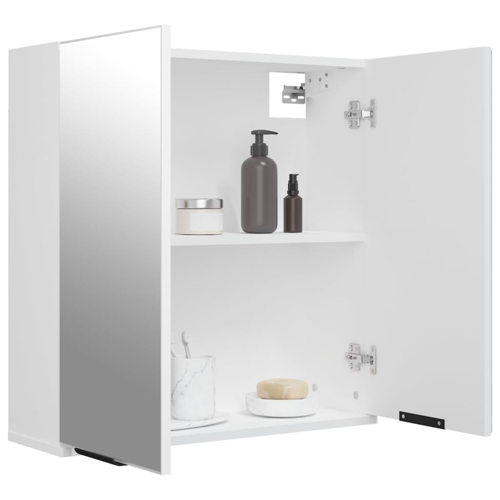 Armoire de toilette avec miroir blanc 64x20x67 cm