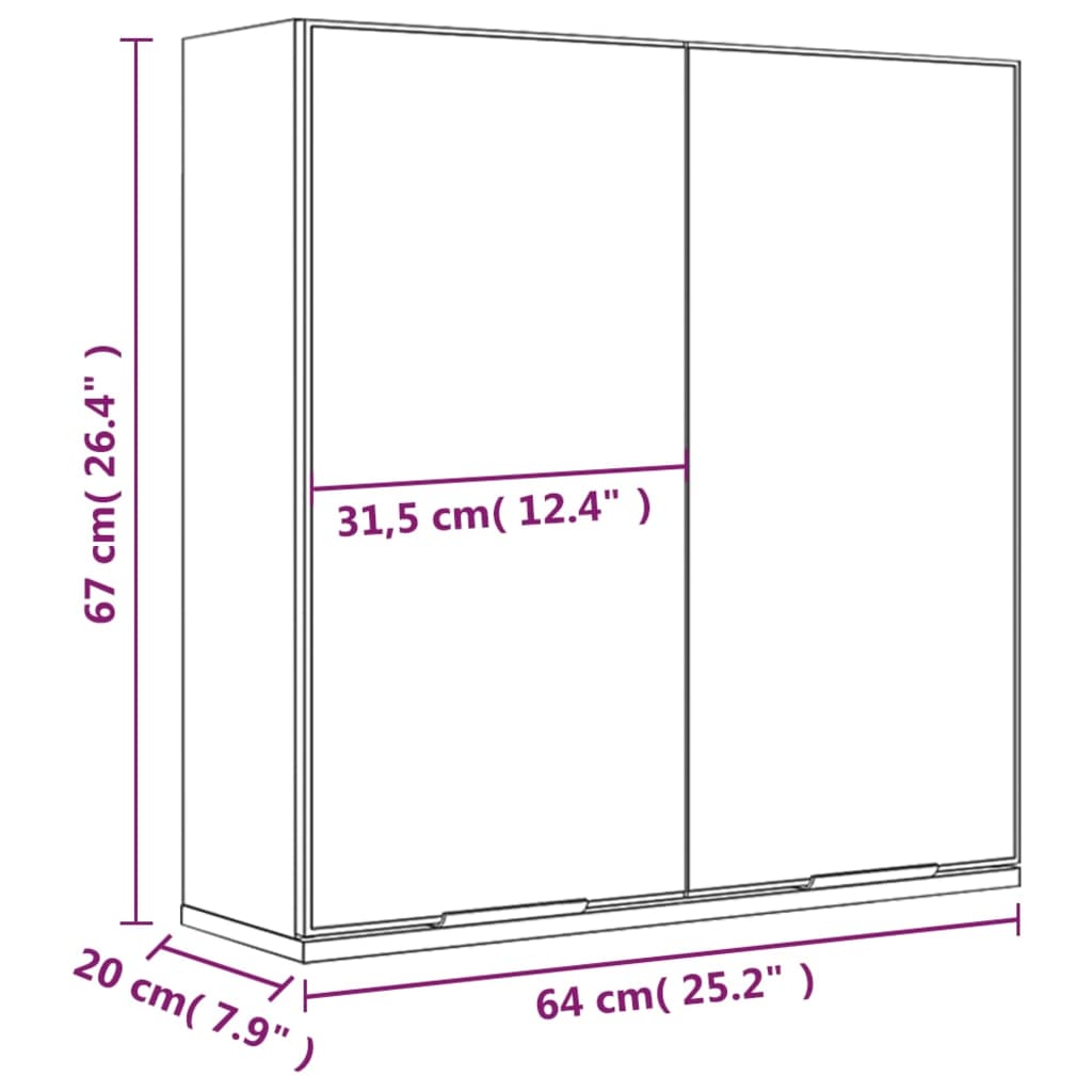 Armoire de toilette avec miroir blanc 64x20x67 cm