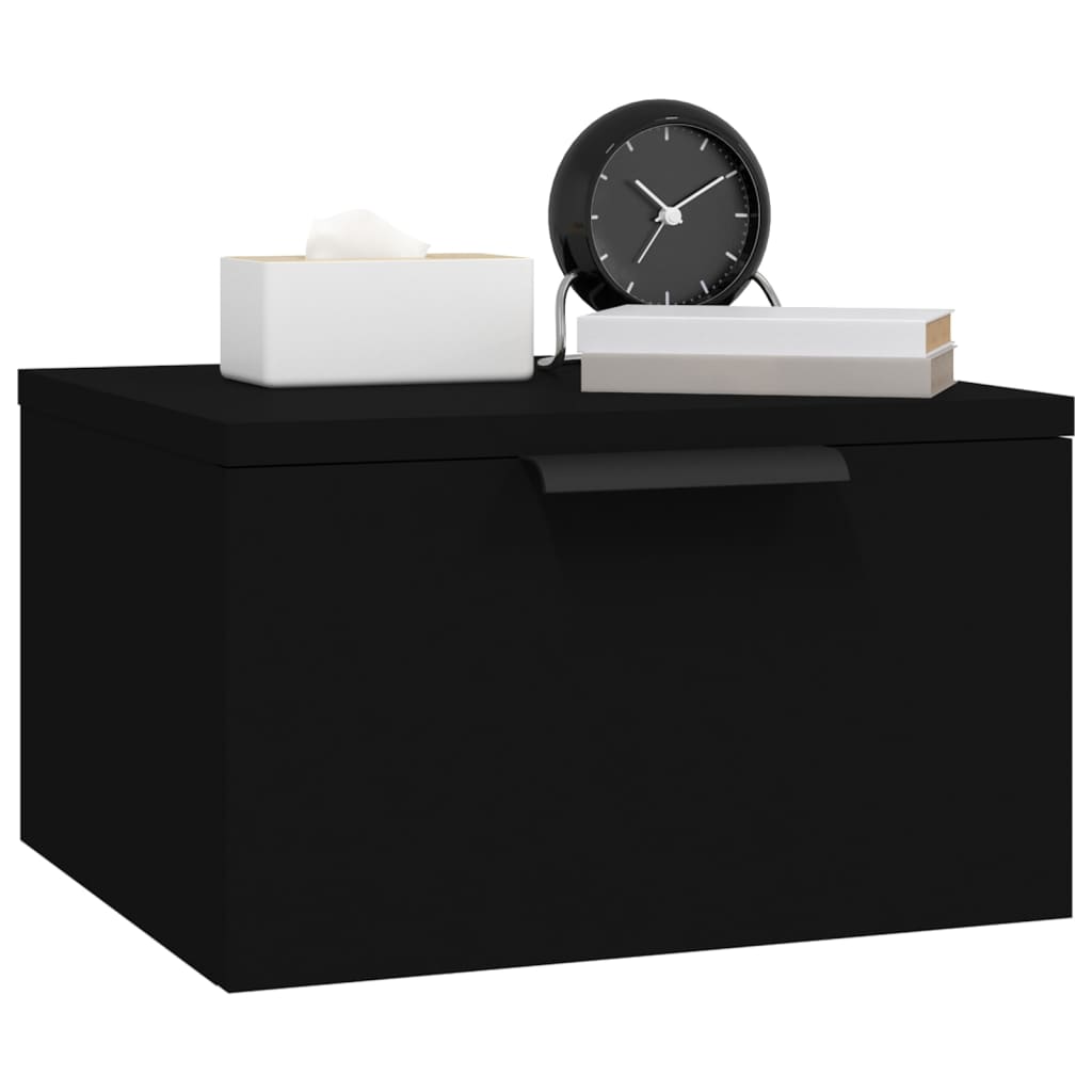 Table de chevet murale noire 34x30x20 cm