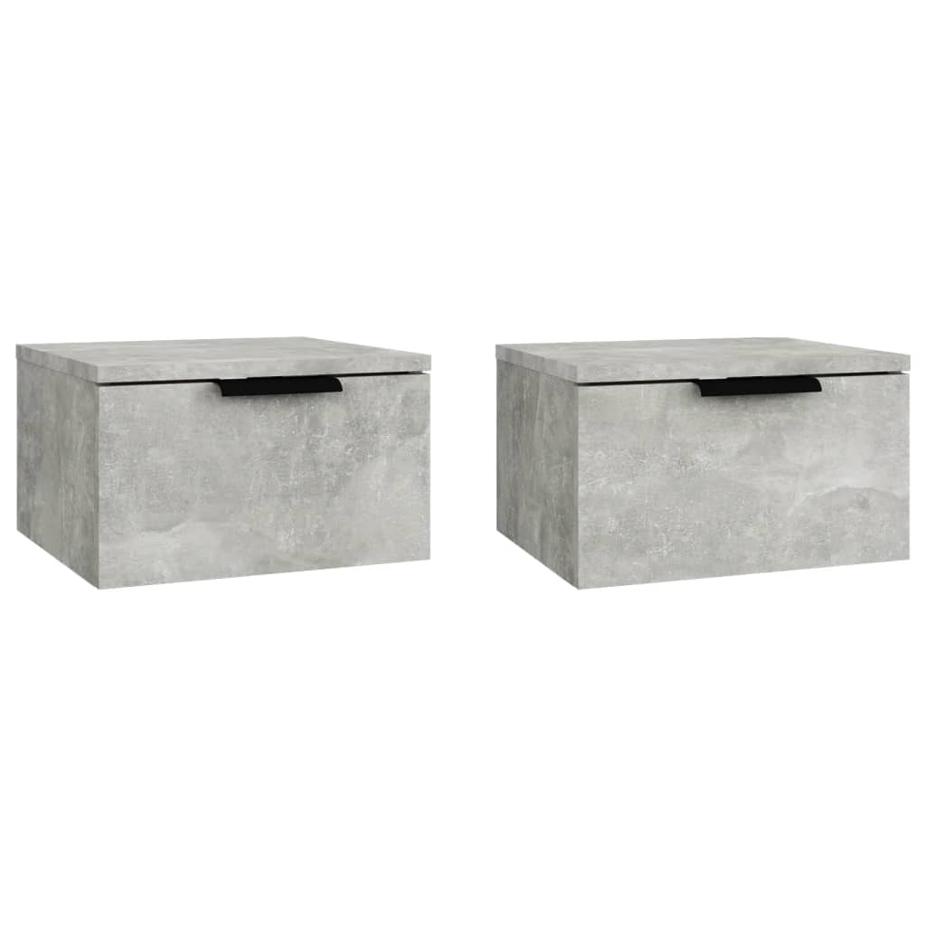 Tables de chevet murales 2 pcs gris béton 34x30x20 cm