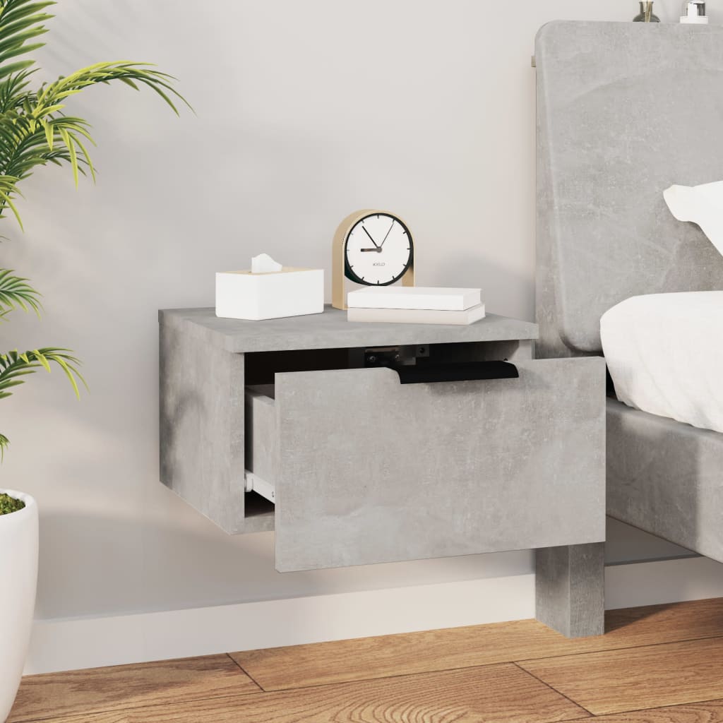 Tables de chevet murales 2 pcs gris béton 34x30x20 cm