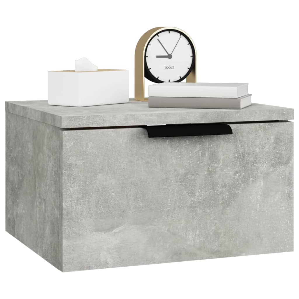 Tables de chevet murales 2 pcs gris béton 34x30x20 cm