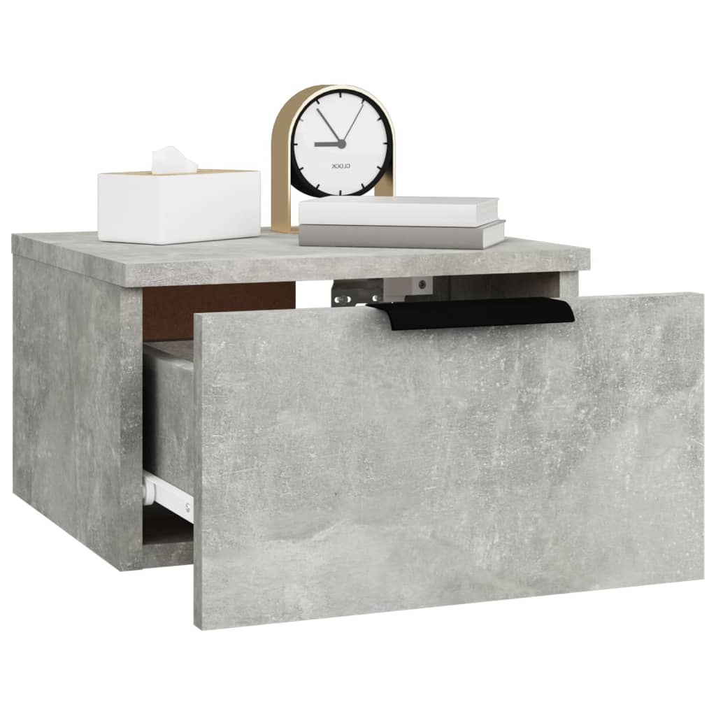 Tables de chevet murales 2 pcs gris béton 34x30x20 cm