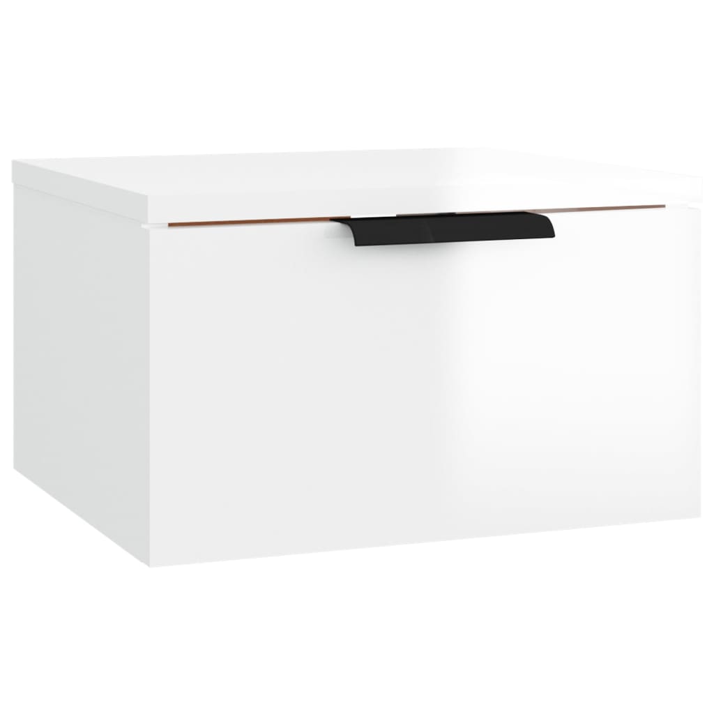 Tables de chevet murales 2 pcs. blanc brillant 34x30x20 cm