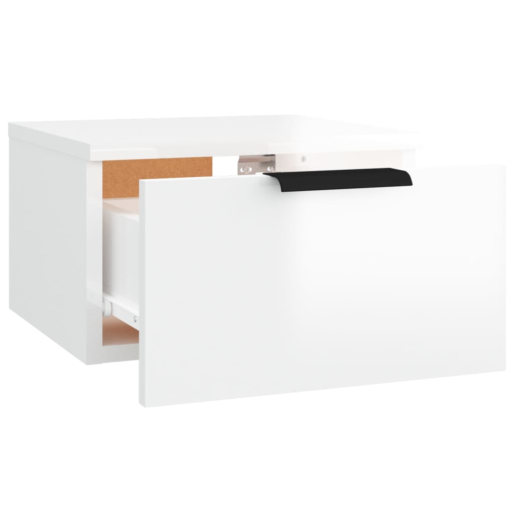 Tables de chevet murales 2 pcs. blanc brillant 34x30x20 cm