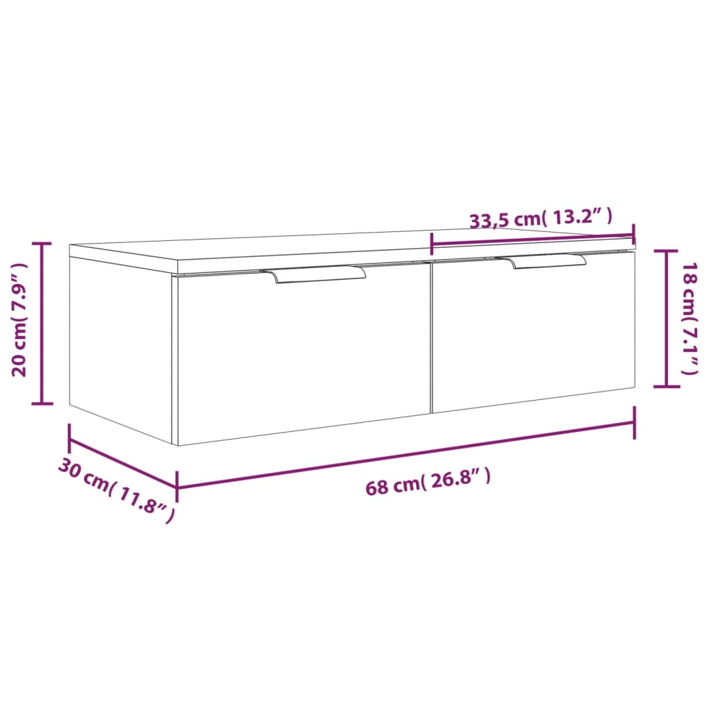 Armoire murale blanche 68x30x20 cm en bois