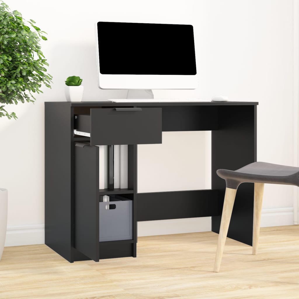 Bureau noir 100x50x75 cm en bois