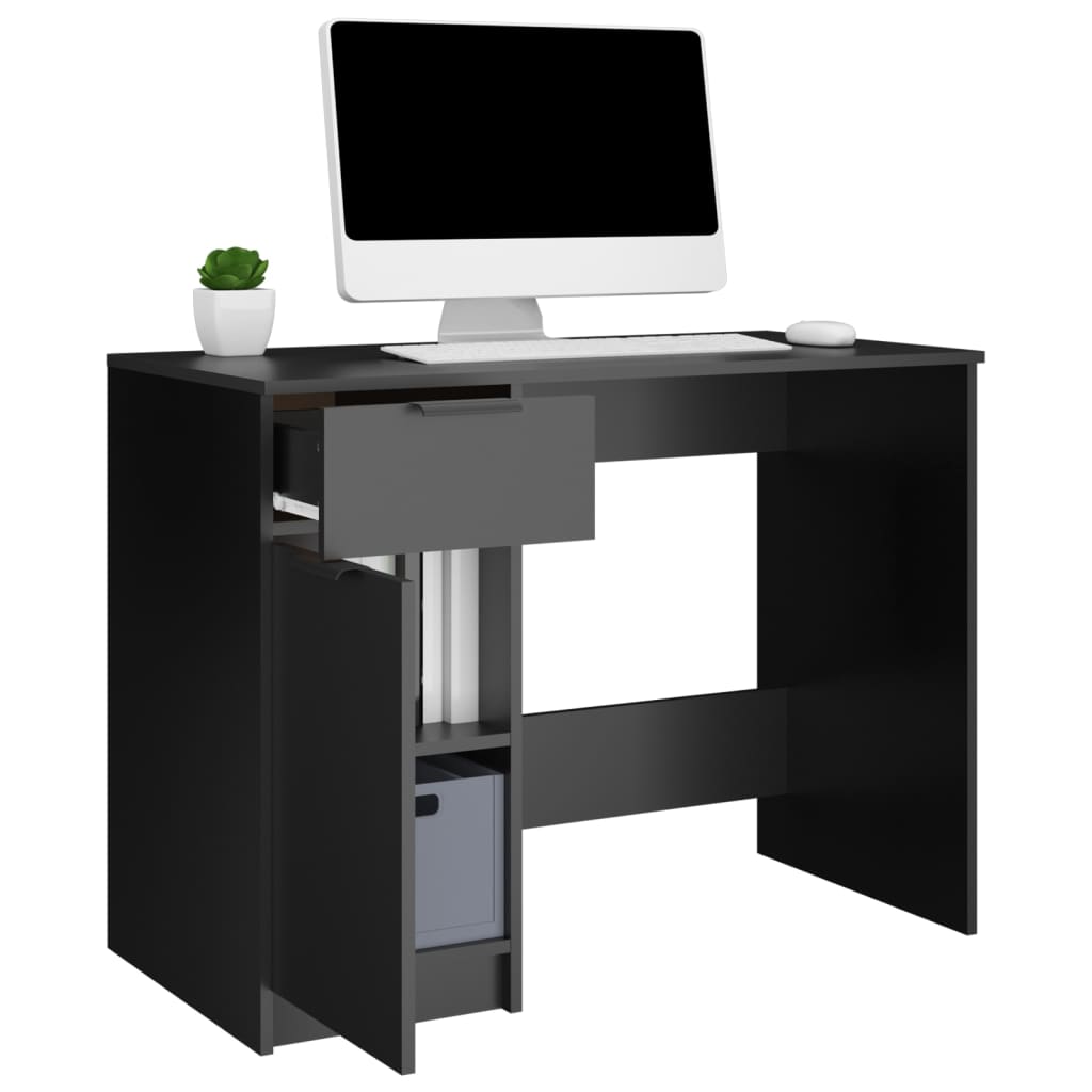 Bureau noir 100x50x75 cm en bois