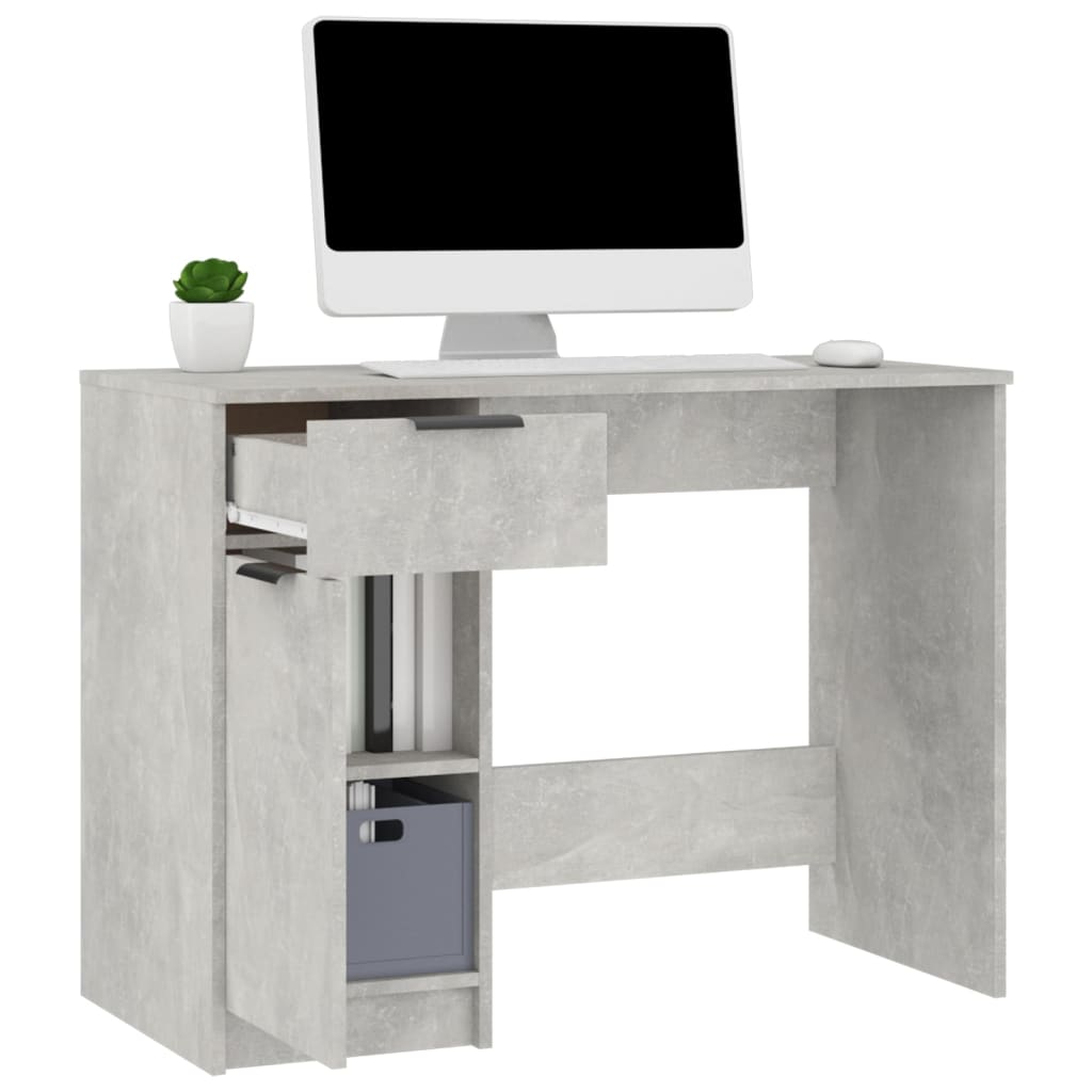 Bureau gris béton 100x50x75 cm en bois