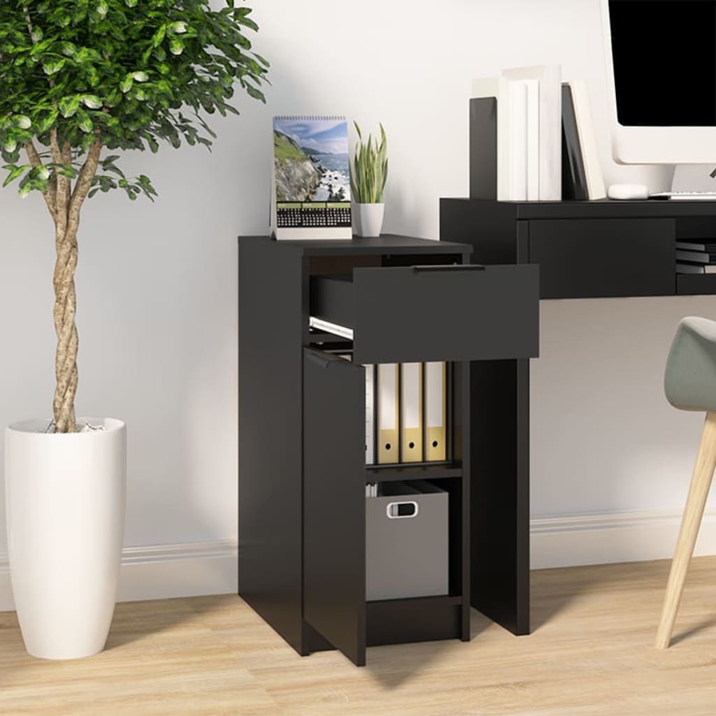 Armoire de bureau noire 33,5x50x75 cm en bois
