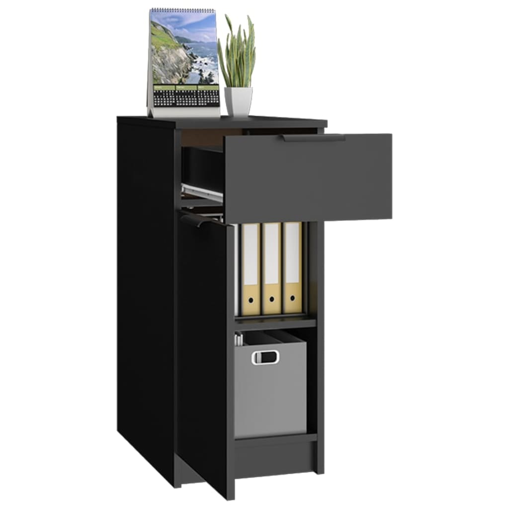 Armoire de bureau noire 33,5x50x75 cm en bois