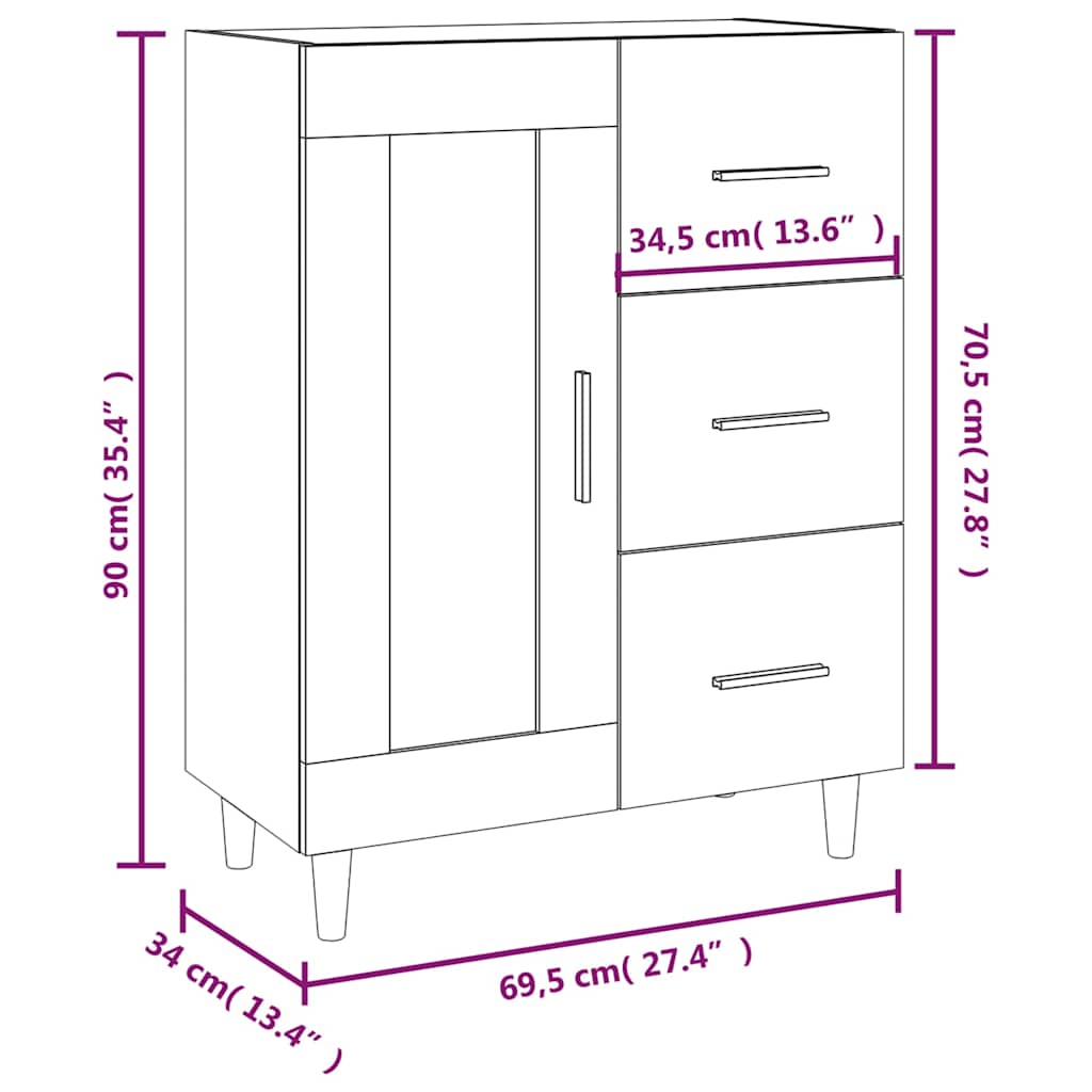 Sideboard Betongrau 69,5x34x90 cm Holzwerkstoff