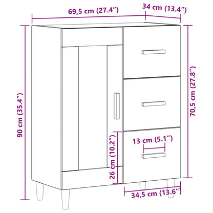 Sideboard Weiß 69,5x34x90 cm Holzwerkstoff