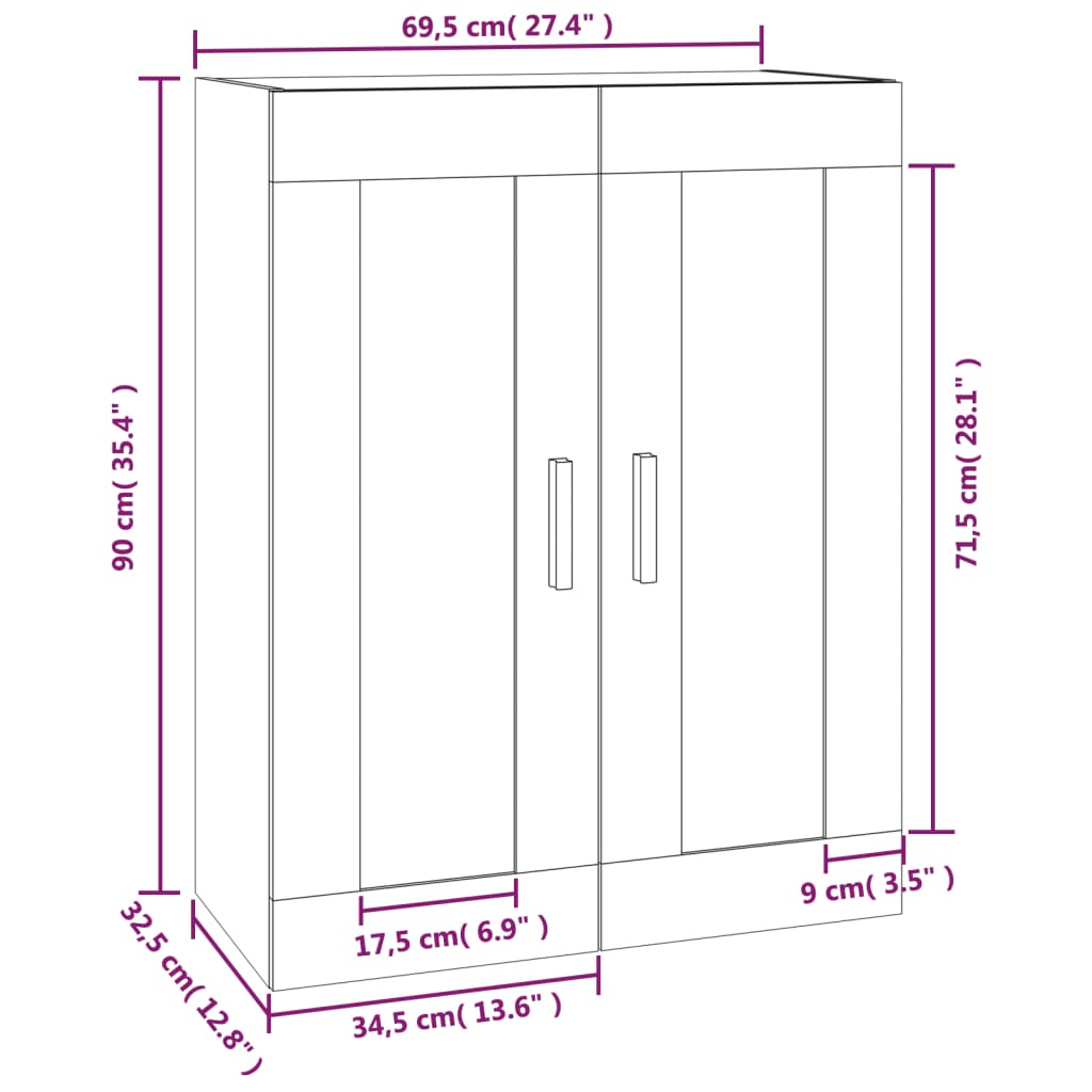 Armoire murale blanche 69,5x32,5x90 cm en bois